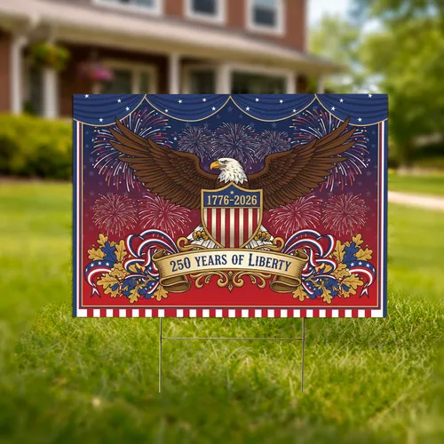 Bald Eagle American Flag 1776-2026 - USA 250th Anniversary Independence Day Gift for Dad Yard Sign