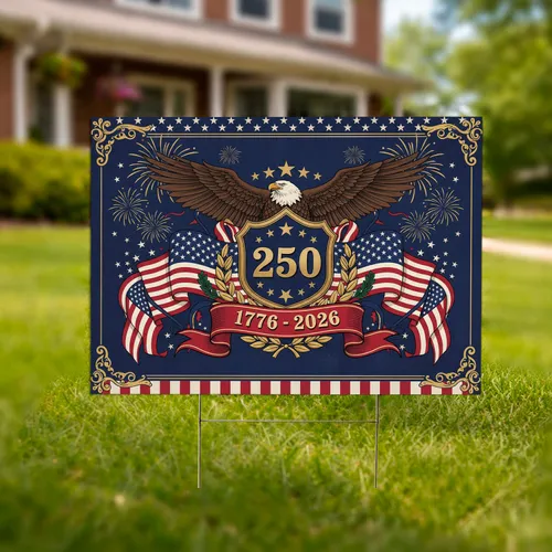 Bald Eagle USA 250 Shield Flag (1776-2026) - America's 250th Anniversary Celebration Yard Sign