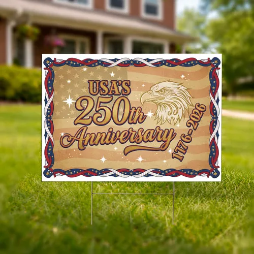 USA 250th Anniversary Bald Eagle 1776-2026 - American Flag Patriotic Celebration Yard Sign