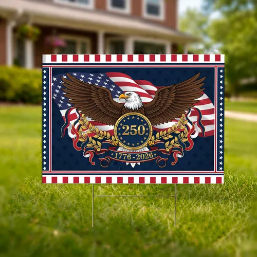 Bald Eagle American Flag 1776-2026 - USA 250th Anniversary Patriotic Home Display Yard Sign