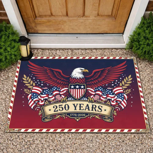 Bald Eagle American Flag 1776-2026 - USA 250th Anniversary Progress Display Doormat