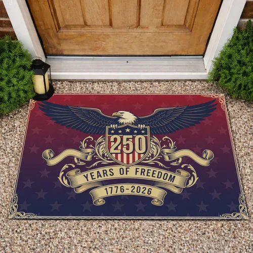 Bald Eagle 250th Anniversary 1776-2026 - USA Freedom Shield Patriotic Gift for Dad Doormat