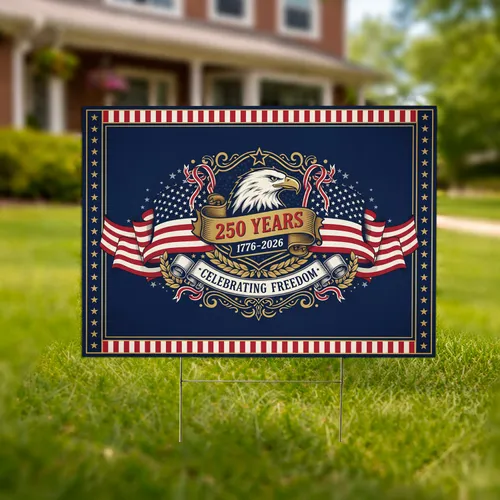 Bald Eagle American Flag 1776-2026 - USA 250th Anniversary Freedom Celebration Yard Sign