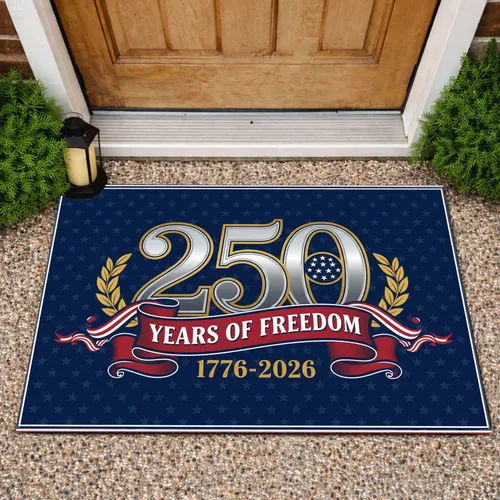 USA 250th Anniversary Patriotic Emblem 1776-2026 - Years of Freedom Display Doormat