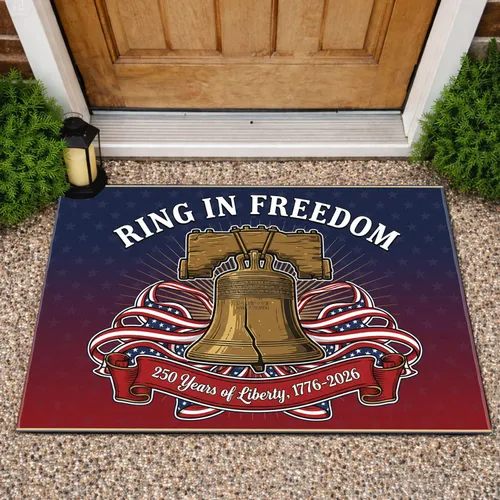 Liberty Bell Patriotic Ring In Freedom - USA 250th Anniversary 1776-2026 Gift for Veterans Doormat