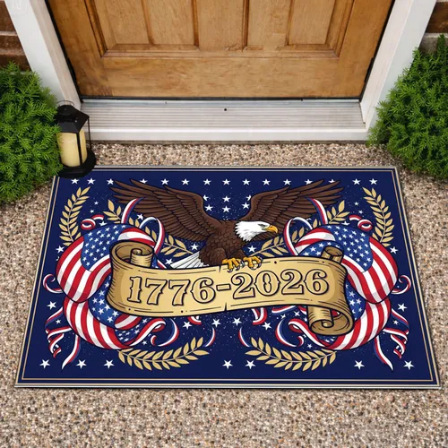 Bald Eagle American Flag 1776-2026 - USA 250th Anniversary Independence Day for Veterans Doormat