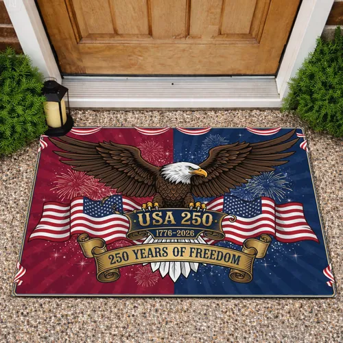 Bald Eagle American Flag 1776-2026 USA 250th Anniversary Independence Day Gift for Dad Doormat