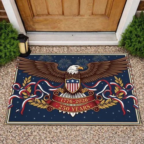 Bald Eagle American Flag 1776-2026 - USA 250th Anniversary Independence Day for Veterans Doormat