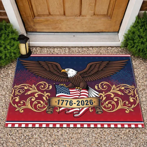 Bald Eagle American Flag 1776-2026 - USA 250th Anniversary Patriotic Gift for Veterans Doormat
