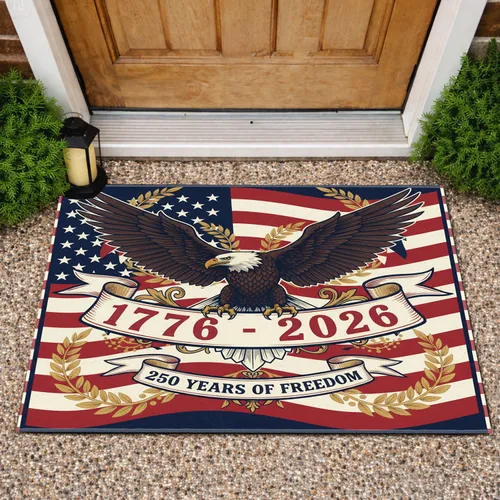 Patriotic Bald Eagle American Flag 1776-2026 - USA 250th Anniversary Doormat