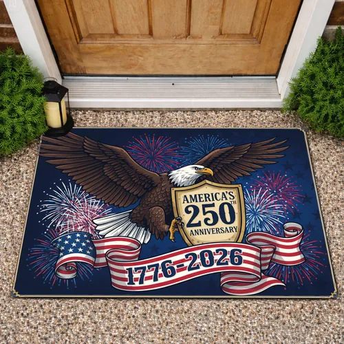 Bald Eagle American Flag 1776-2026 - USA 250th Anniversary Freedom Celebration Doormat