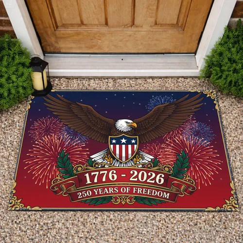 Bald Eagle American Flag Shield 1776-2026 - USA 250th Anniversary Independence Day Doormat