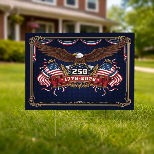 Bald Eagle American Flag 1776-2026 - USA 250th Anniversary Patriotic Gift for Veterans Yard Sign