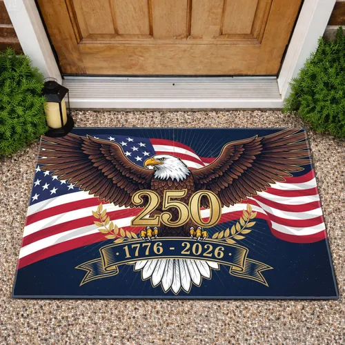 Bald Eagle American Flag 1776-2026 - USA 250th Anniversary Freedom for Veterans Doormat