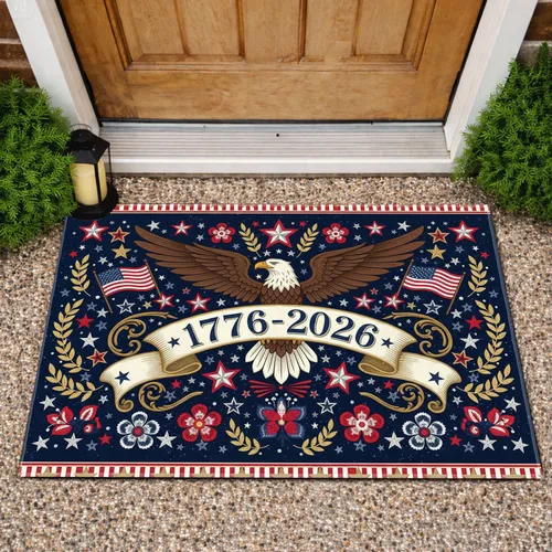 Bald Eagle American Flag 1776-2026 Stars Stripes - USA 250th Anniversary Celebration Doormat