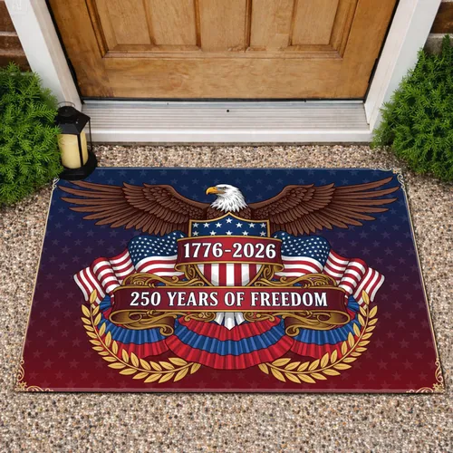 Bald Eagle American Flag Shield 1776-2026 - USA 250th Anniversary Gift for Veterans Doormat