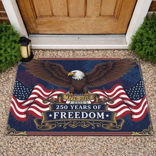 Bald Eagle American Flag 1776-2026 - USA 250 Years of Freedom Independence Day Gift for Veterans Doormat