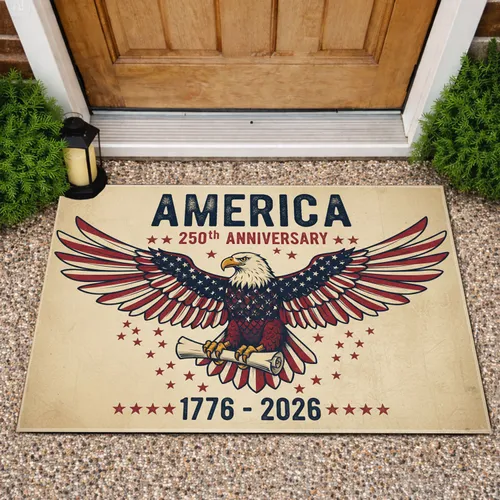Bald Eagle American Flag 1776-2026 - USA 250th Anniversary Independence Day Gift for Veterans Doormat