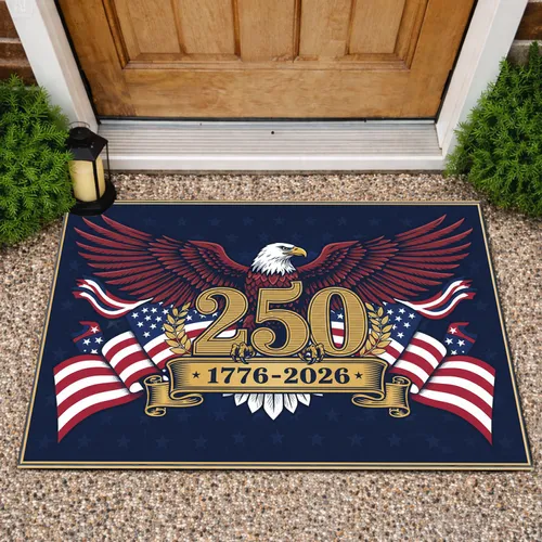 Bald Eagle American Flag 250th Anniversary 1776-2026 - USA Independence Day Pride Doormat