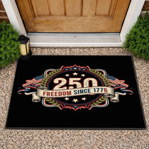 Star Spangled 250 Emblem Freedom 1776 Banner - USA 250th Anniversary Patriotic Flag 1776-2026 Doormat