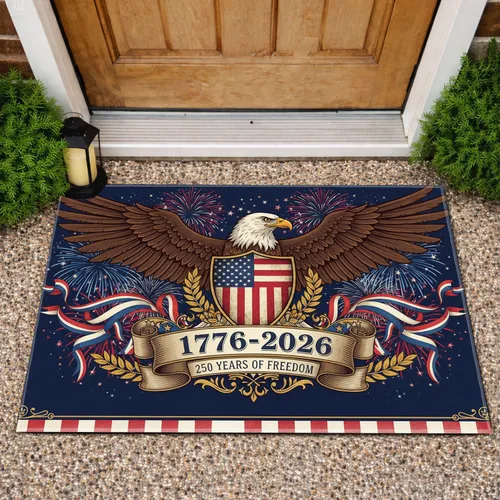 Bald Eagle American Flag 1776-2026 USA 250th Anniversary 250 Years of Freedom Doormat