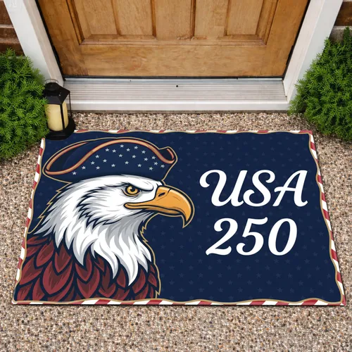 Bald Eagle Colonial Hat USA 250th Anniversary (1776-2026) Independence Day Doormat