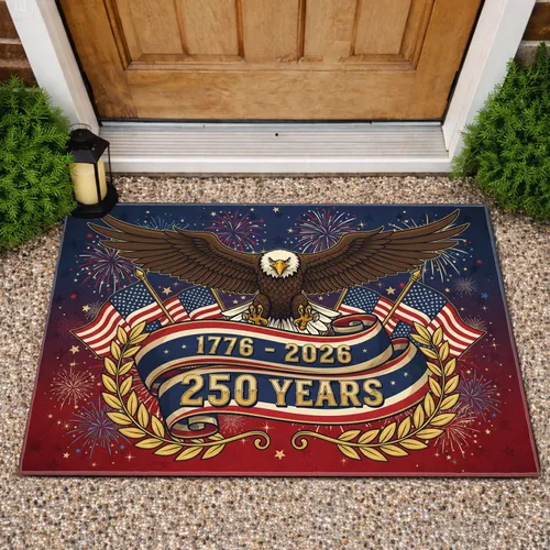 Bald Eagle American Flag 1776-2026 USA 250th Anniversary Patriotic Celebration for Veterans Doormat