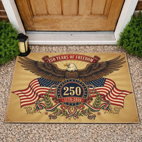 Bald Eagle American Flag 1776-2026 - USA 250 Years of Freedom Gift for Veterans Doormat