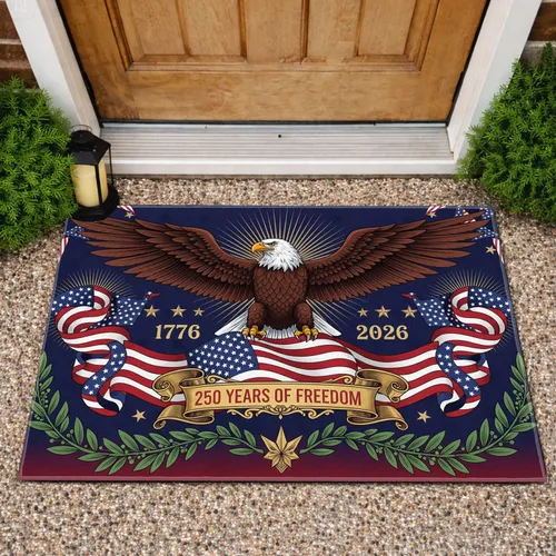 Bald Eagle American Flag 1776-2026 - USA 250 Years of Freedom Independence Day Gift for Dad Doormat