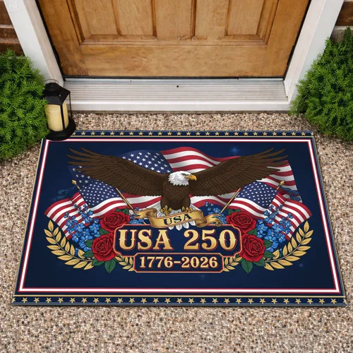 Bald Eagle Star-Spangled Flag 1776-2026 - USA 250th Anniversary Independence Day Doormat