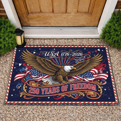 Bald Eagle American Flag 1776-2026 - USA 250th Anniversary Independence Day Gift for Veterans Doormat