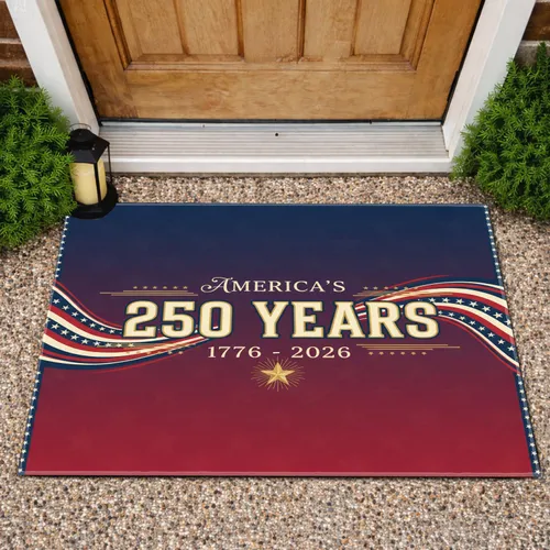 America's 250 Years 1776-2026 Patriotic Stars Stripes Star Emblem - USA 250th Anniversary Doormat