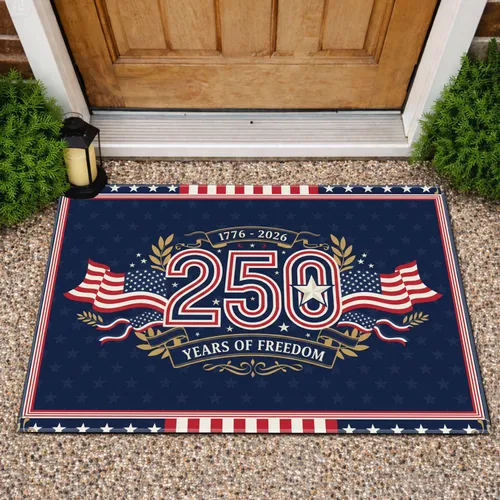 250 Years of Freedom Emblem American Flag 1776-2026 - USA 250th Anniversary Historic Doormat