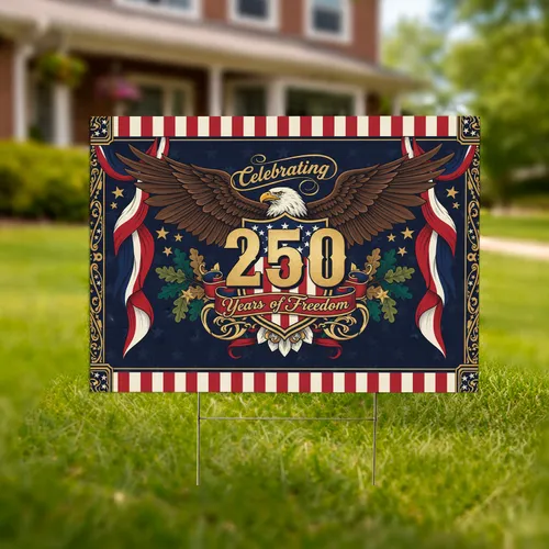 Bald Eagle American Flag 1776-2026 - USA 250th Anniversary Independence Day Gift Yard Sign