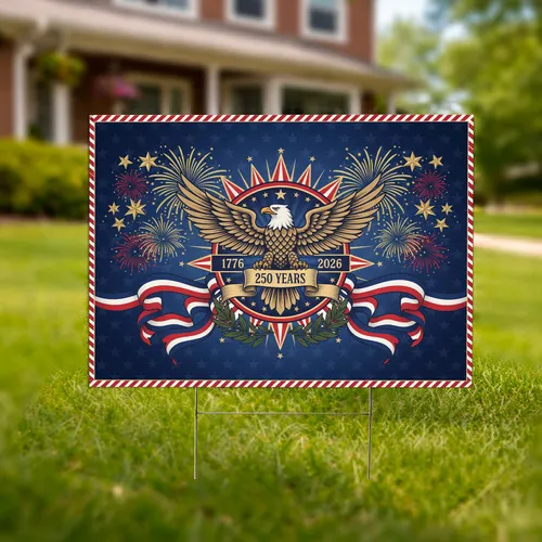 Bald Eagle American Flag 1776-2026 - USA 250th Anniversary Freedom Celebration Yard Sign