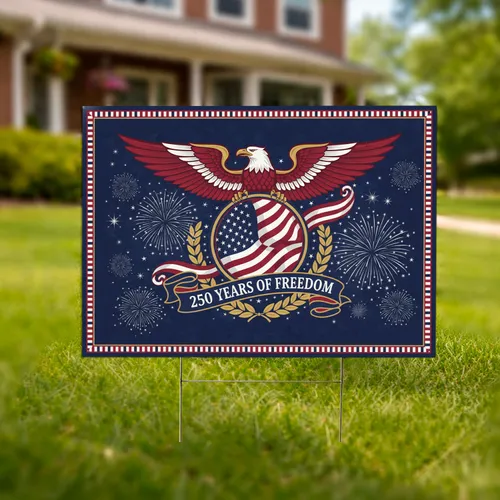Bald Eagle American Flag 1776-2026 - USA 250th Anniversary Independence Day Gift for Dad Yard Sign