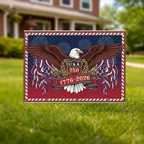Bald Eagle American Flag 1776-2026 - USA 250th Anniversary Patriotic Freedom Honor Yard Sign