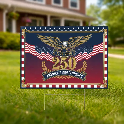 Bald Eagle American Flag 1776-2026 - USA 250th Anniversary Freedom Celebration Yard Sign