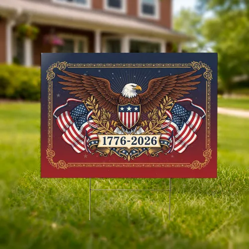 Bald Eagle American Flag Shield 1776-2026 - USA 250th Anniversary Independence Day Yard Sign