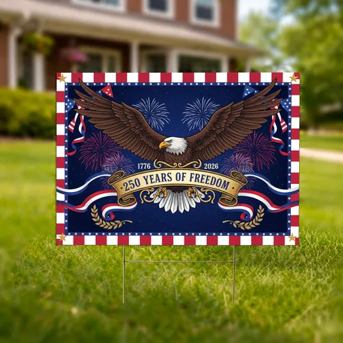 Bald Eagle American Flag 1776-2026 - USA 250th Anniversary Patriotic Freedom Art Yard Sign