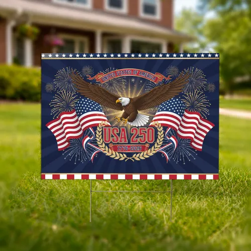 Bald Eagle American Flag 1776-2026 - USA 250th Anniversary Independence Day Yard Sign