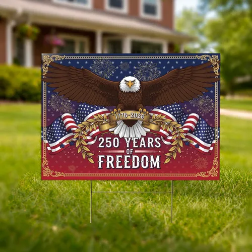 Bald Eagle American Flag 1776-2026 - USA 250th Anniversary Independence Day for Veterans Yard Sign