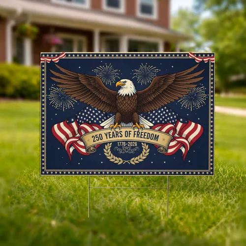 Bald Eagle American Flag 1776-2026 - USA 250th Anniversary Independence Day Gift for Dad Yard Sign