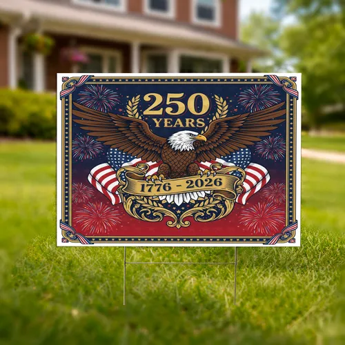 Bald Eagle American Flag 1776-2026 - USA 250th Anniversary Patriotic Decor Yard Sign
