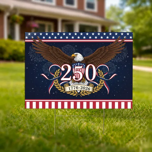 Bald Eagle American Flag 1776-2026 - USA 250th Anniversary Independence Day Gift for Veterans Yard Sign