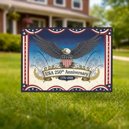 Bald Eagle American Flag 1776-2026 - USA 250th Anniversary Independence Day Gift for Veterans Yard Sign