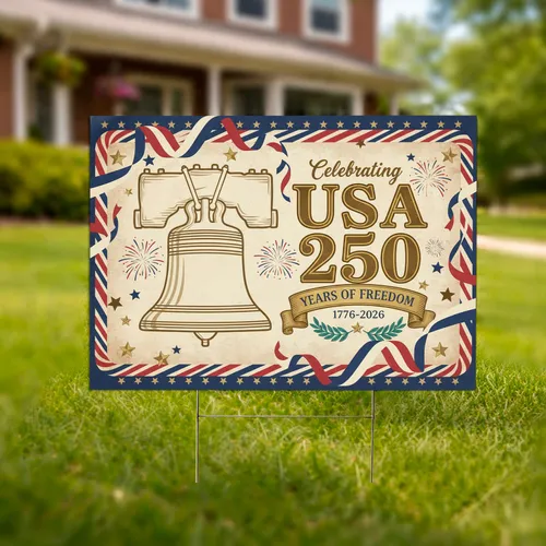 USA 250 Liberty Bell Patriotic Art - America's 250th Anniversary 1776-2026 Yard Sign