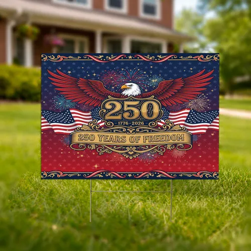 Bald Eagle American Flag 1776-2026 - USA 250th Anniversary Independence Day Gift for Veterans Yard Sign