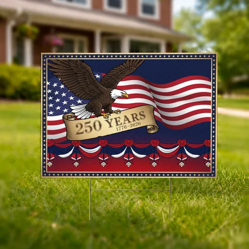 Bald Eagle American Flag 1776-2026 - USA 250th Anniversary Independence Day Celebration Yard Sign