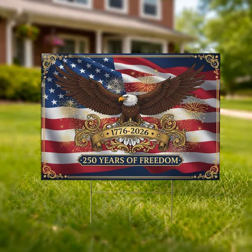 Bald Eagle American Flag 1776-2026 - USA 250th Anniversary Freedom Celebration Yard Sign
